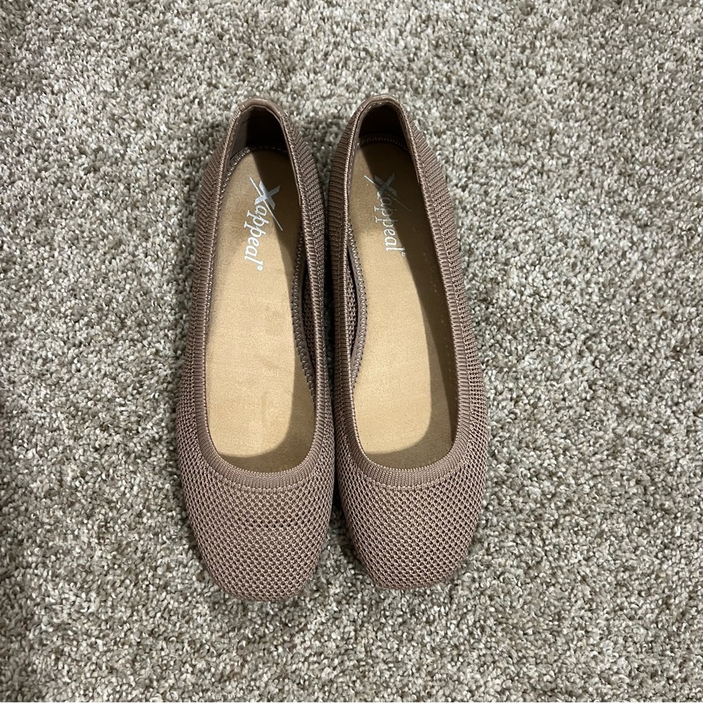 X Appeal Taupe Flats Size 7